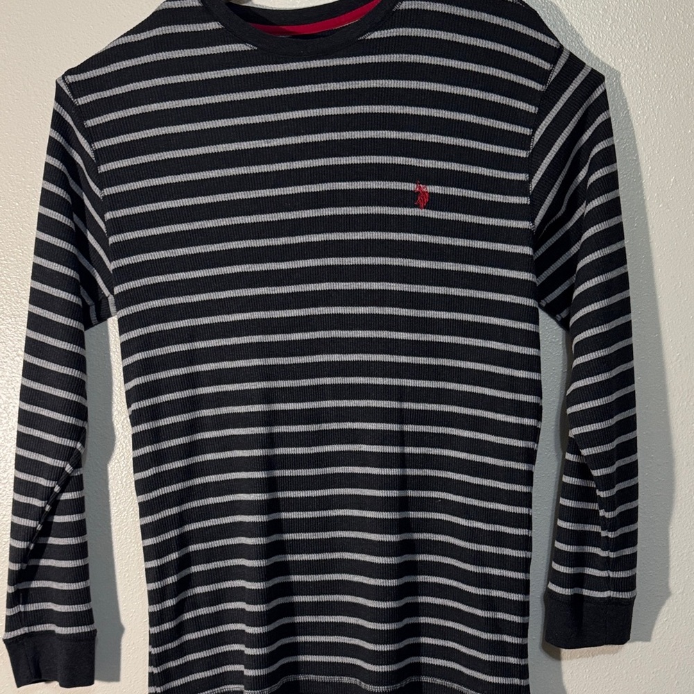 U.S. Polo Assn. Black and Gray Striped Dress Shirt